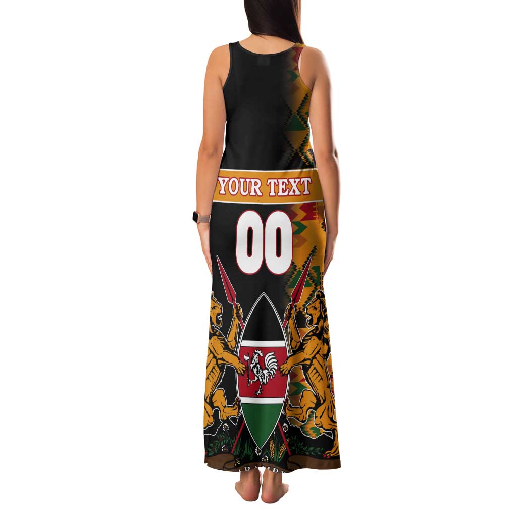 Custom Kenya Coat Of Arms Tank Maxi Dress With Kente Patterns - Wonder Print Shop