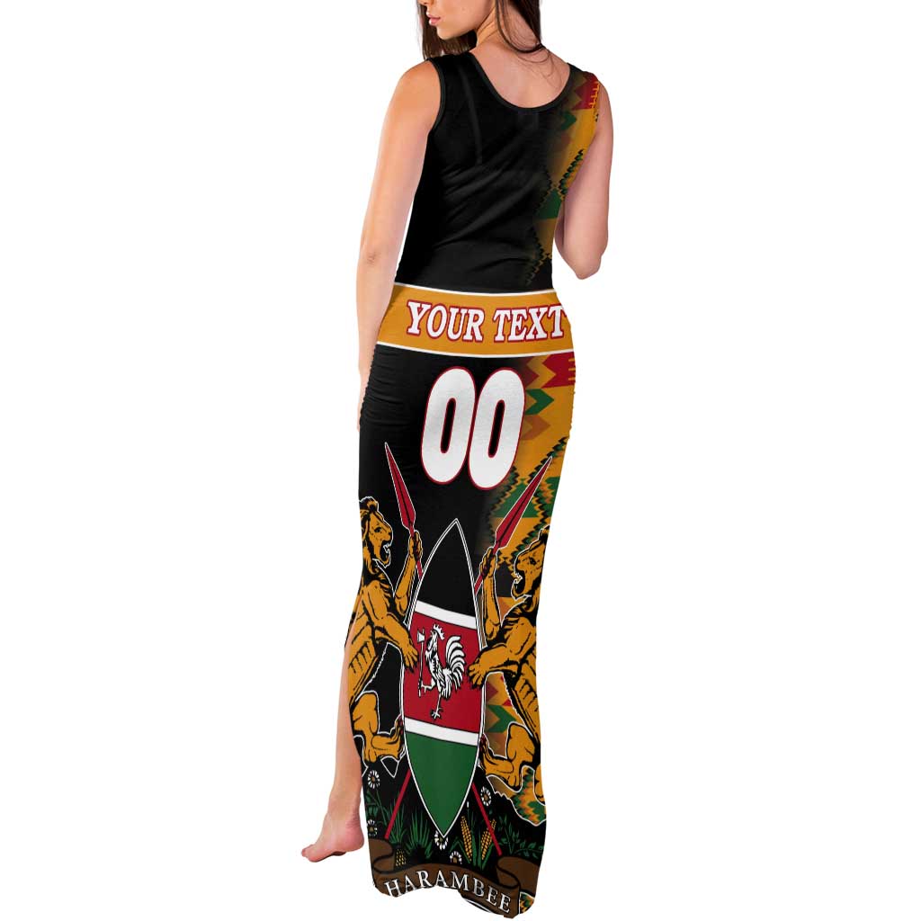 Custom Kenya Coat Of Arms Tank Maxi Dress With Kente Patterns - Wonder Print Shop