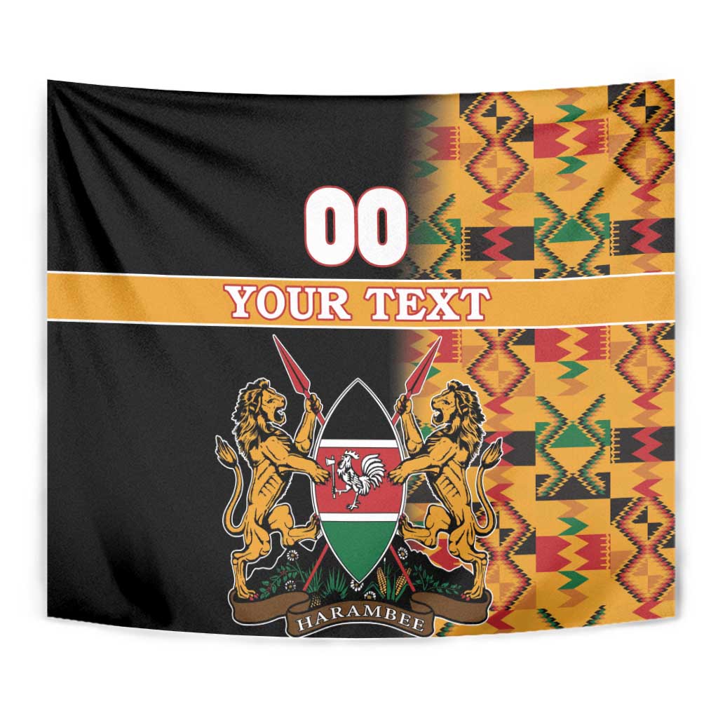 Custom Kenya Coat Of Arms Tapestry With Kente Patterns - Wonder Print Shop