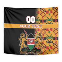 Custom Kenya Coat Of Arms Tapestry With Kente Patterns - Wonder Print Shop