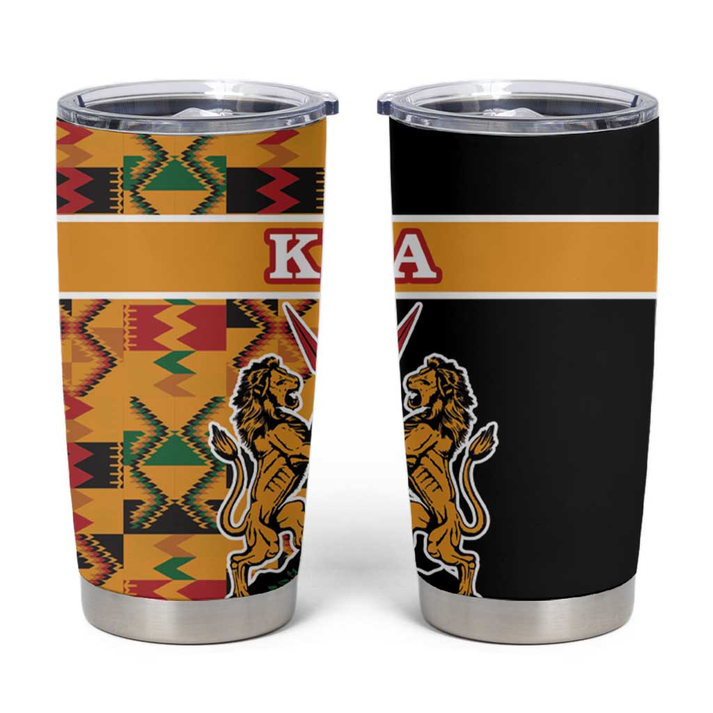 Kenya Coat Of Arms Tumbler Cup With Kente Patterns - Wonder Print Shop