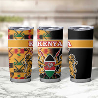 Kenya Coat Of Arms Tumbler Cup With Kente Patterns - Wonder Print Shop