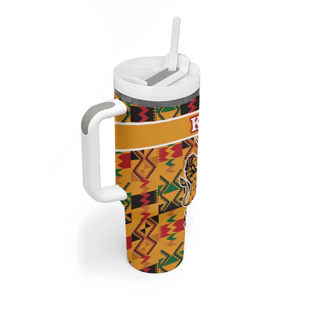 Kenya Coat Of Arms Tumbler With Handle With Kente Patterns - Wonder Print Shop