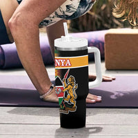 Kenya Coat Of Arms Tumbler With Handle With Kente Patterns - Wonder Print Shop