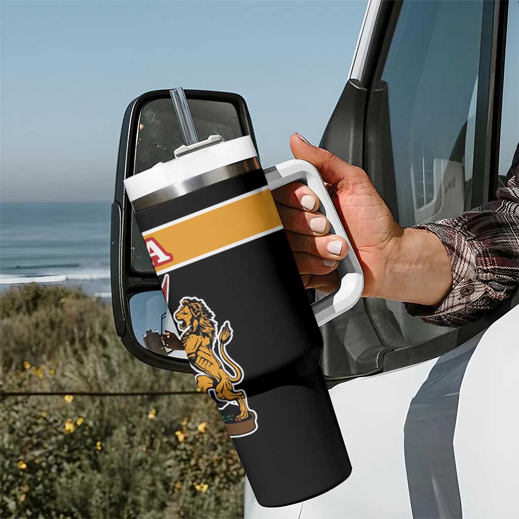 Kenya Coat Of Arms Tumbler With Handle With Kente Patterns - Wonder Print Shop