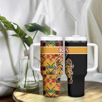 Kenya Coat Of Arms Tumbler With Handle With Kente Patterns - Wonder Print Shop