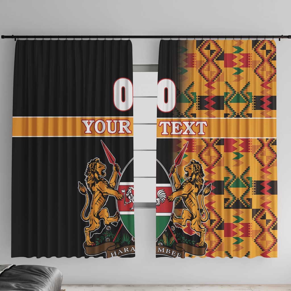 Custom Kenya Coat Of Arms Window Curtain With Kente Patterns - Wonder Print Shop