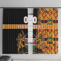 Custom Kenya Coat Of Arms Window Curtain With Kente Patterns - Wonder Print Shop