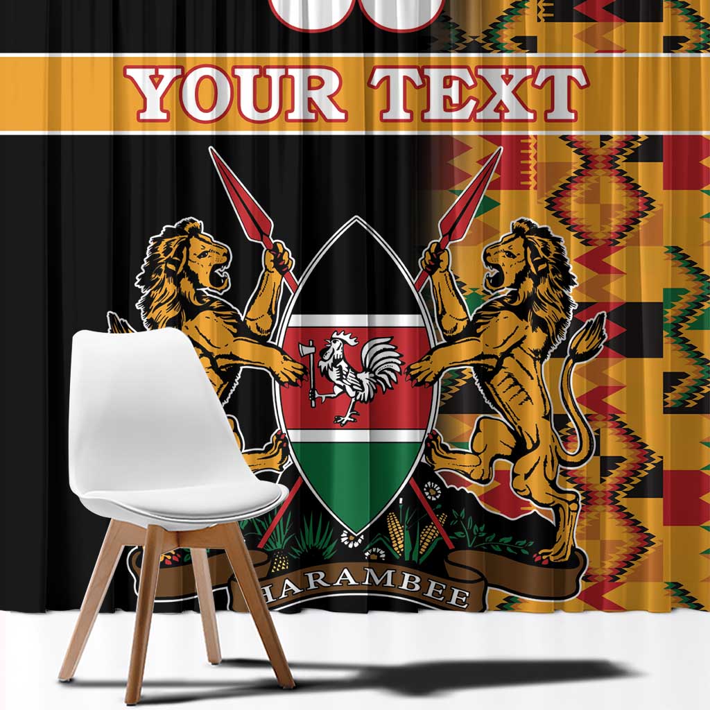 Custom Kenya Coat Of Arms Window Curtain With Kente Patterns - Wonder Print Shop
