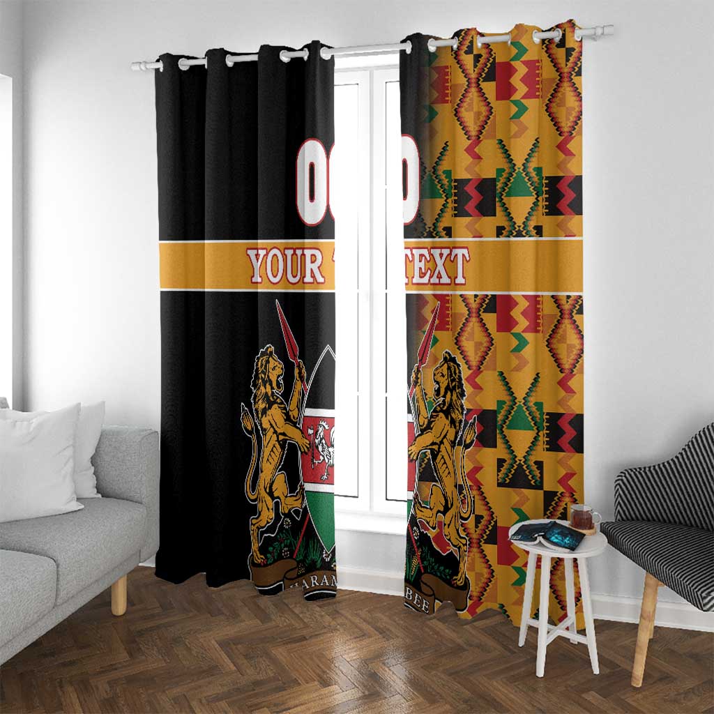 Custom Kenya Coat Of Arms Window Curtain With Kente Patterns - Wonder Print Shop