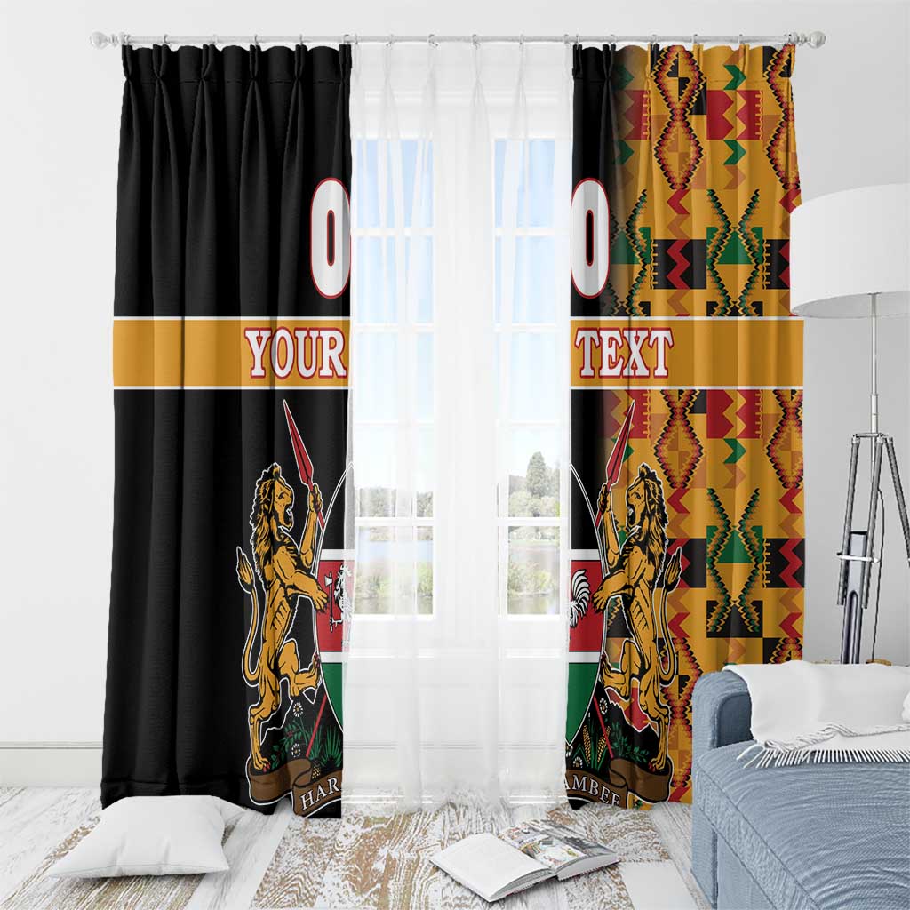 Custom Kenya Coat Of Arms Window Curtain With Kente Patterns - Wonder Print Shop