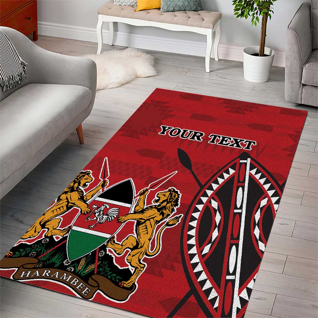 Personalized Kenya Coat Of Arms Area Rug Ethnic Seamless Pattern - Wonder Print Shop