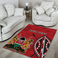 Personalized Kenya Coat Of Arms Area Rug Ethnic Seamless Pattern - Wonder Print Shop