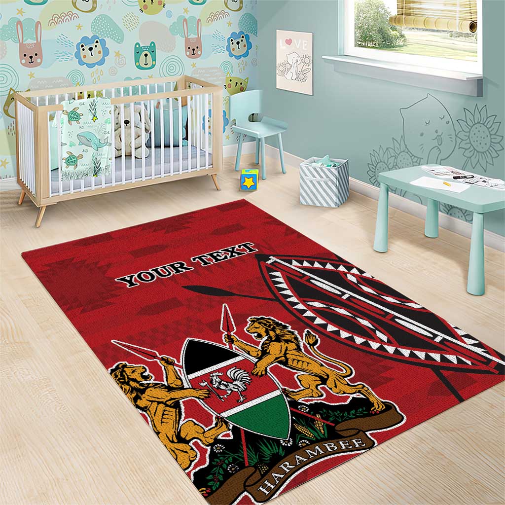 Personalized Kenya Coat Of Arms Area Rug Ethnic Seamless Pattern - Wonder Print Shop