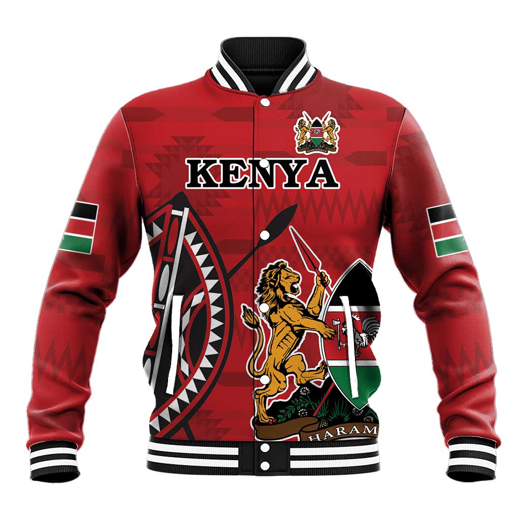 Personalized Kenya Coat Of Arms Baseball Jacket Ethnic Seamless Pattern - Wonder Print Shop