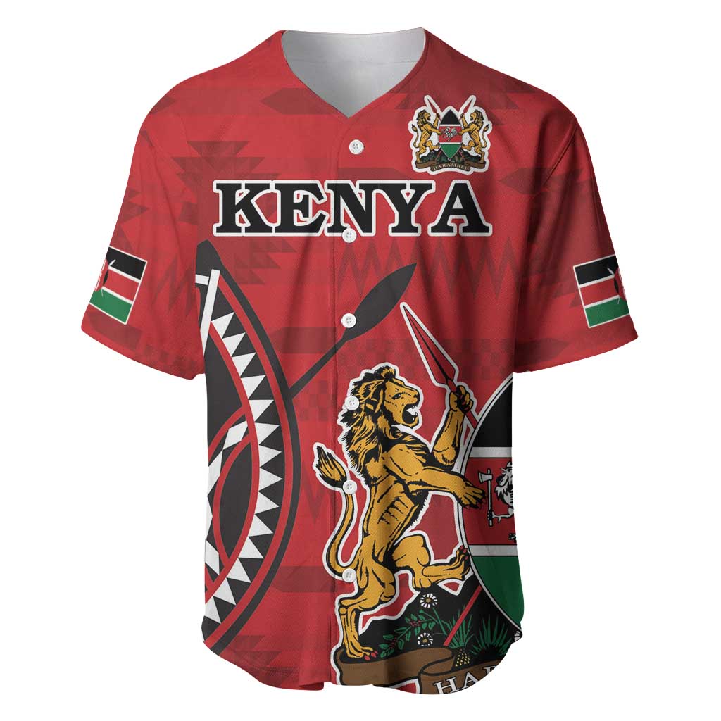 Personalized Kenya Coat Of Arms Baseball Jersey Ethnic Seamless Pattern - Wonder Print Shop