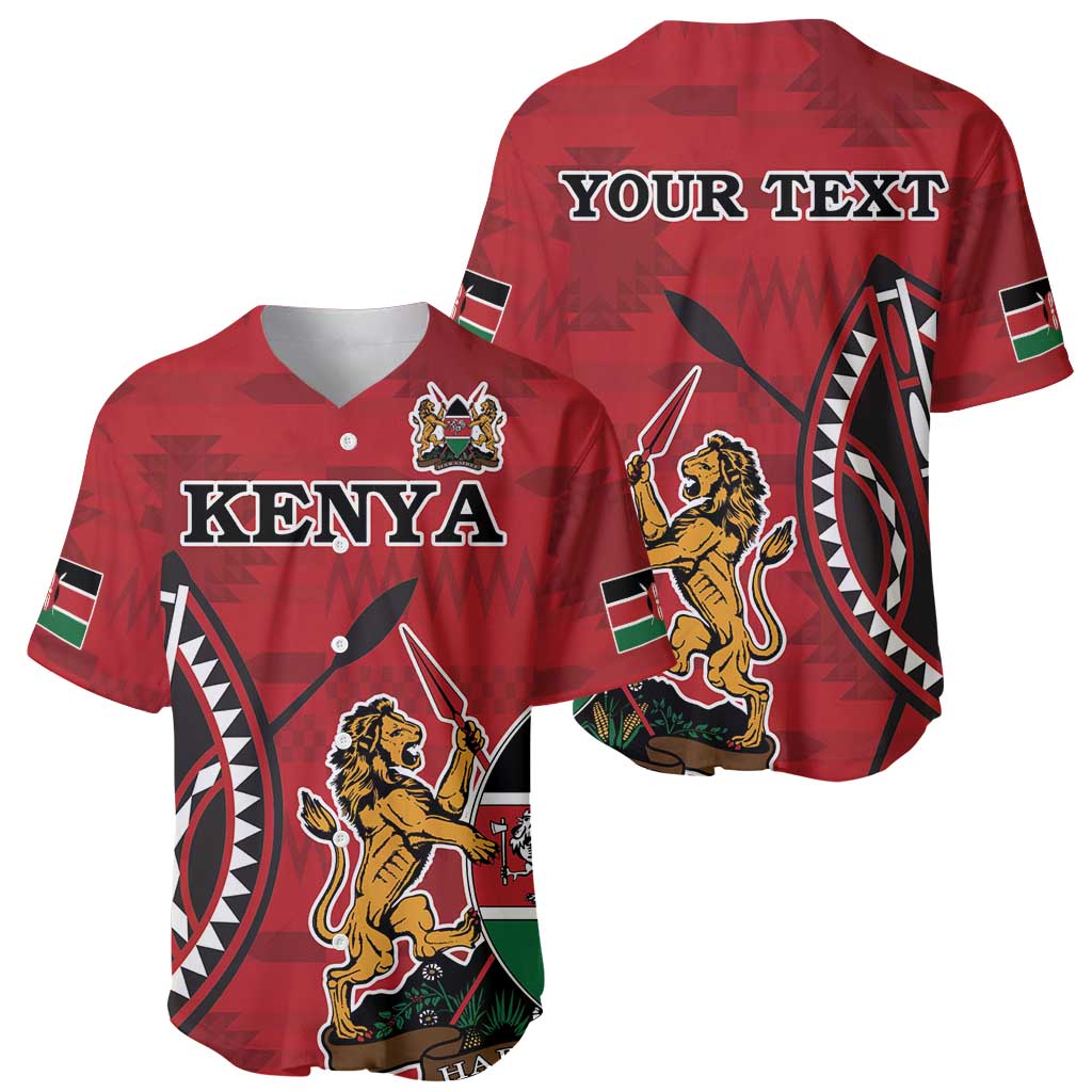 Personalized Kenya Coat Of Arms Baseball Jersey Ethnic Seamless Pattern - Wonder Print Shop