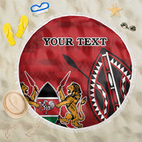 Personalized Kenya Coat Of Arms Beach Blanket Ethnic Seamless Pattern - Wonder Print Shop