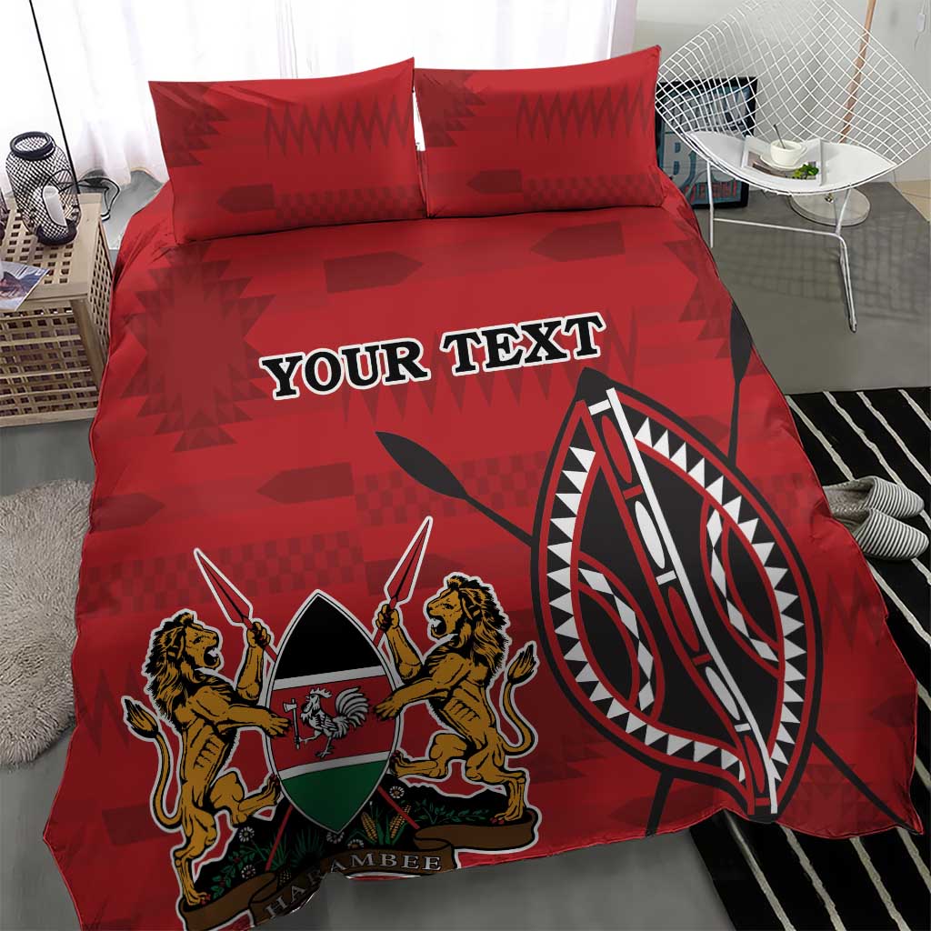 Personalized Kenya Coat Of Arms Bedding Set Ethnic Seamless Pattern - Wonder Print Shop