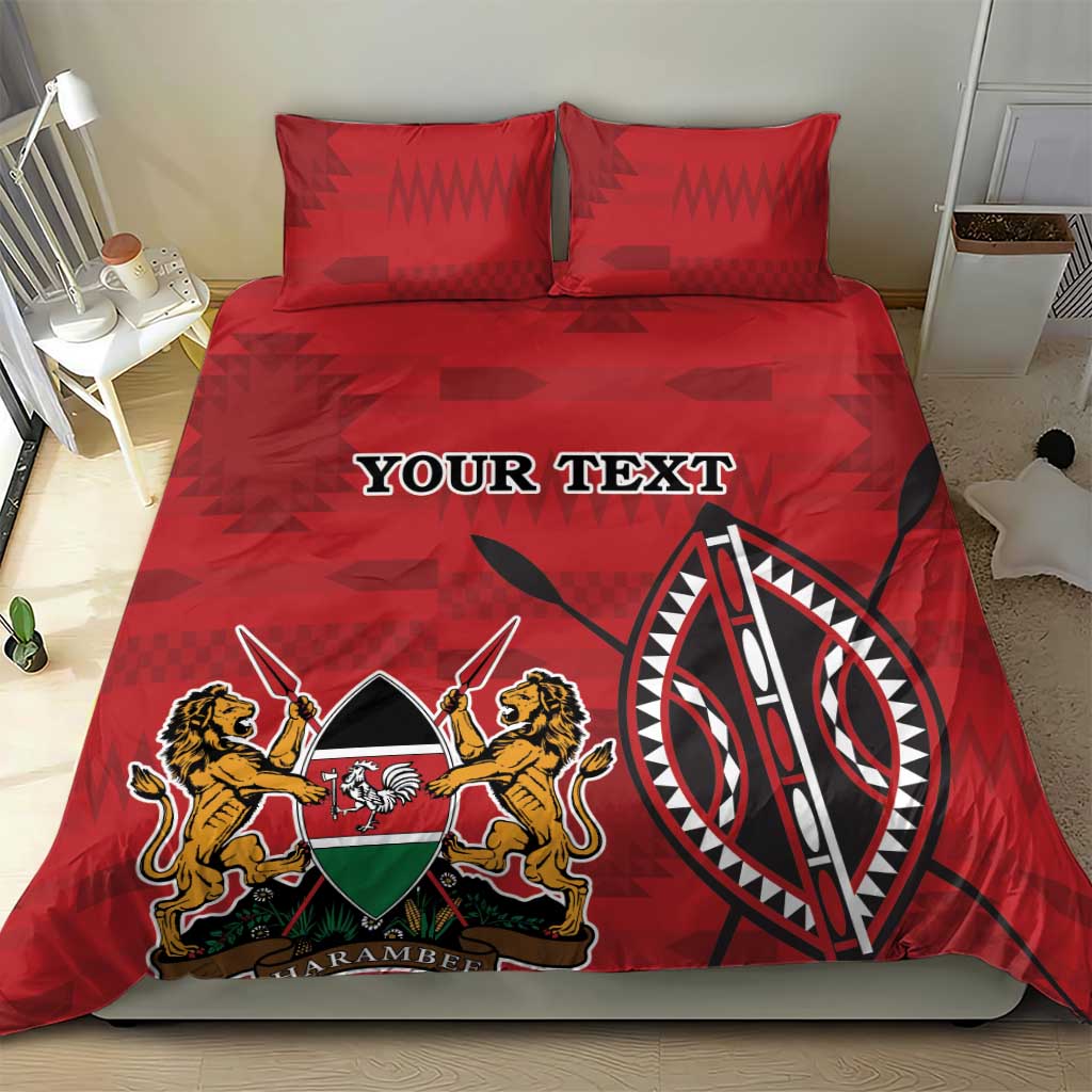 Personalized Kenya Coat Of Arms Bedding Set Ethnic Seamless Pattern - Wonder Print Shop