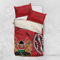 Personalized Kenya Coat Of Arms Bedding Set Ethnic Seamless Pattern - Wonder Print Shop