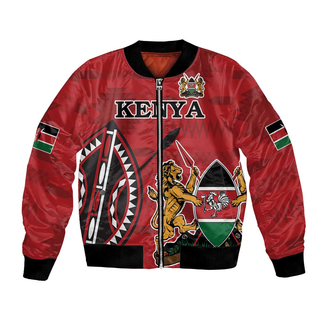 Personalized Kenya Coat Of Arms Bomber Jacket Ethnic Seamless Pattern - Wonder Print Shop