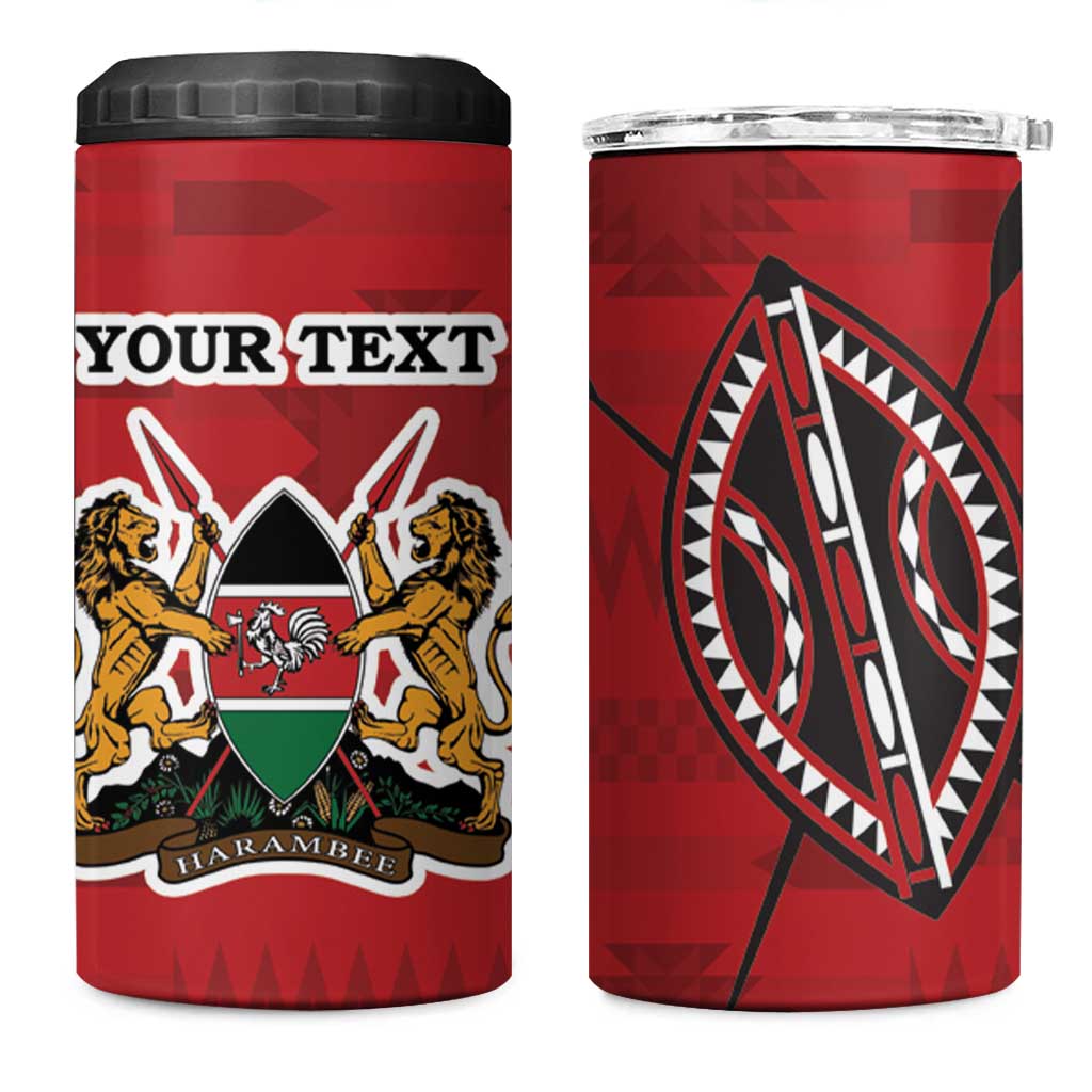Personalized Kenya Coat Of Arms 4 in 1 Can Cooler Tumbler Ethnic Seamless Pattern - Wonder Print Shop