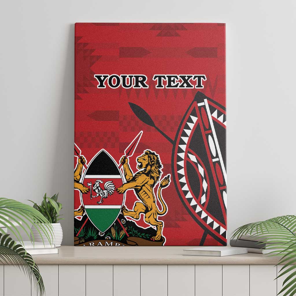 Personalized Kenya Coat Of Arms Canvas Wall Art Ethnic Seamless Pattern - Wonder Print Shop