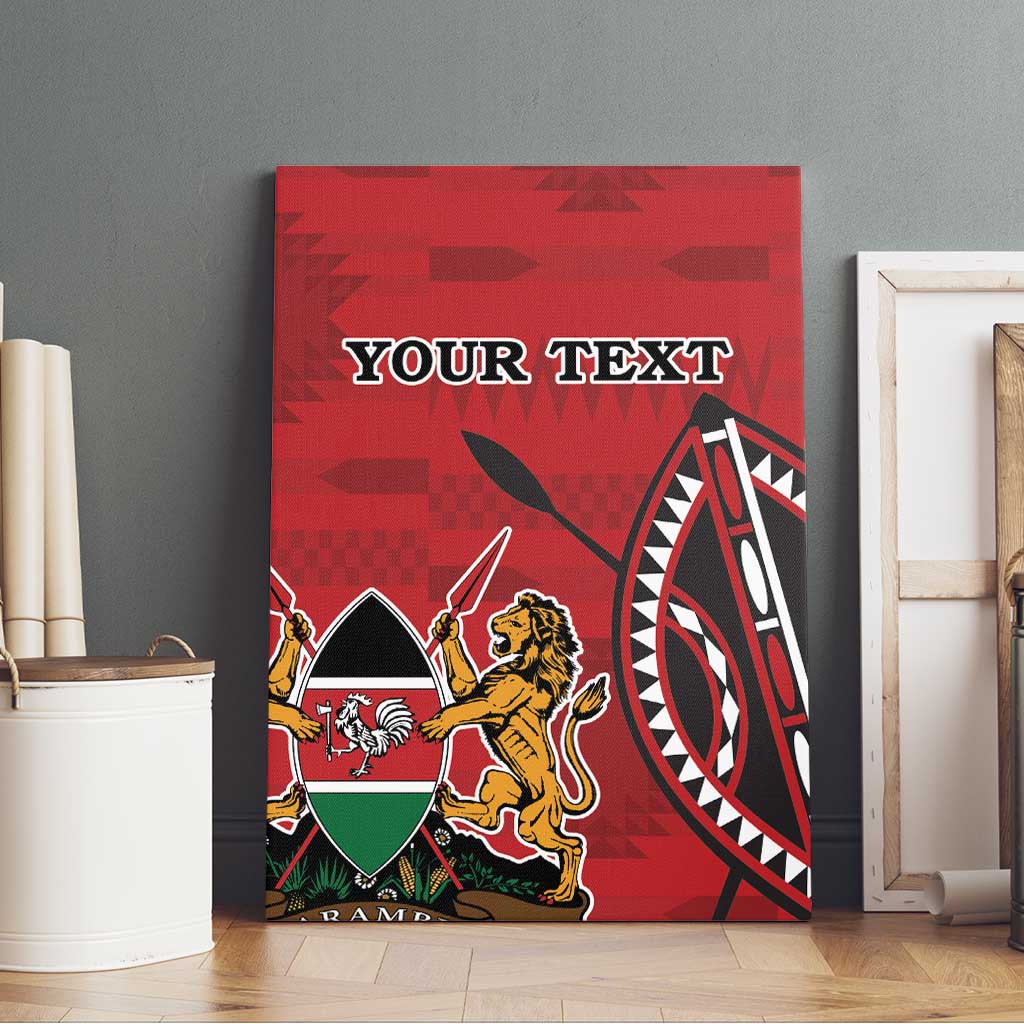 Personalized Kenya Coat Of Arms Canvas Wall Art Ethnic Seamless Pattern - Wonder Print Shop