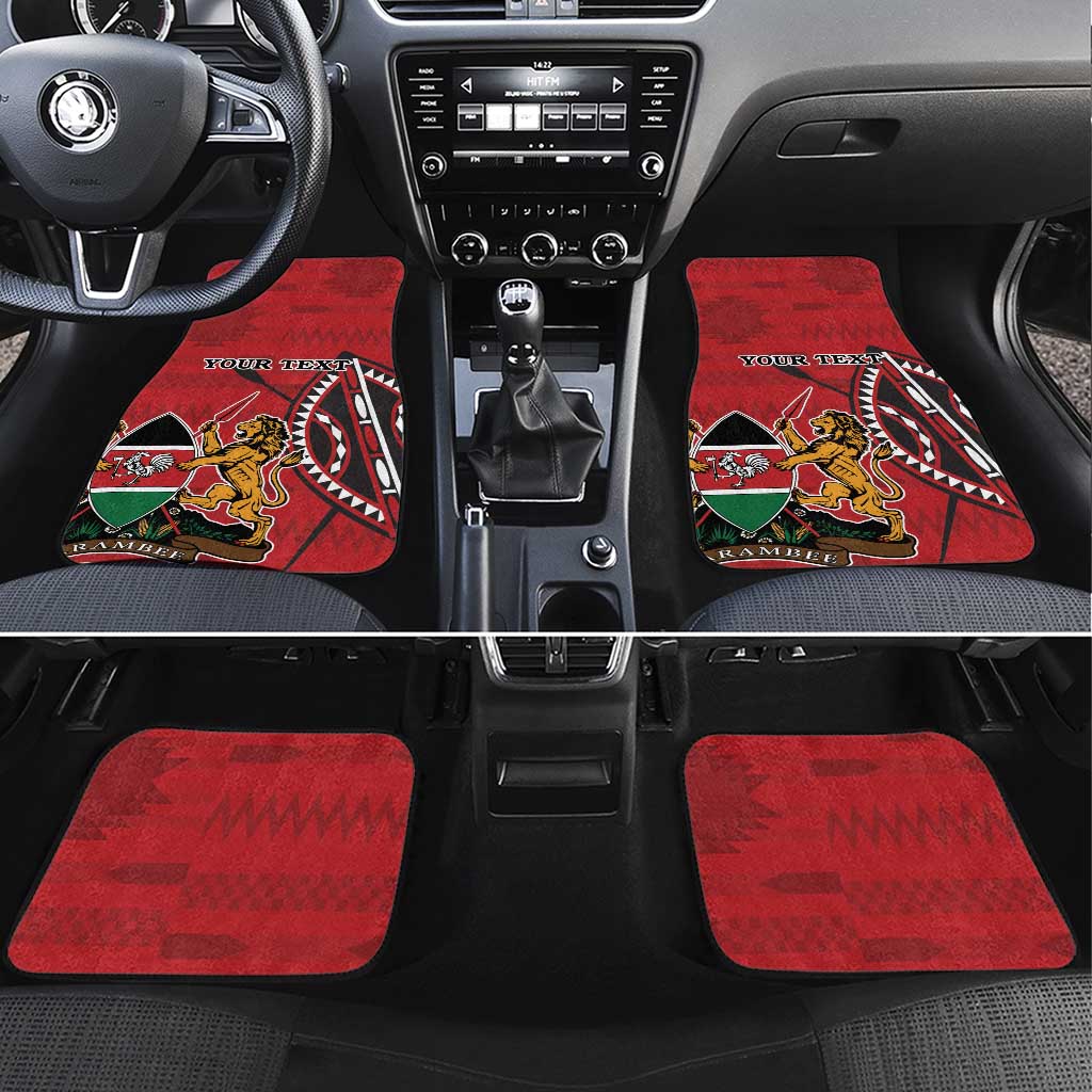 Personalized Kenya Coat Of Arms Car Mats Ethnic Seamless Pattern - Wonder Print Shop