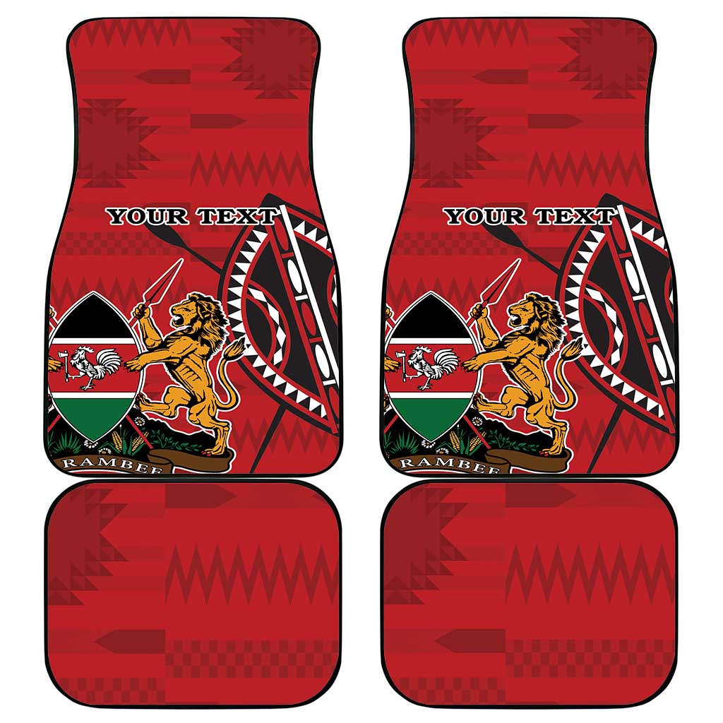Personalized Kenya Coat Of Arms Car Mats Ethnic Seamless Pattern - Wonder Print Shop