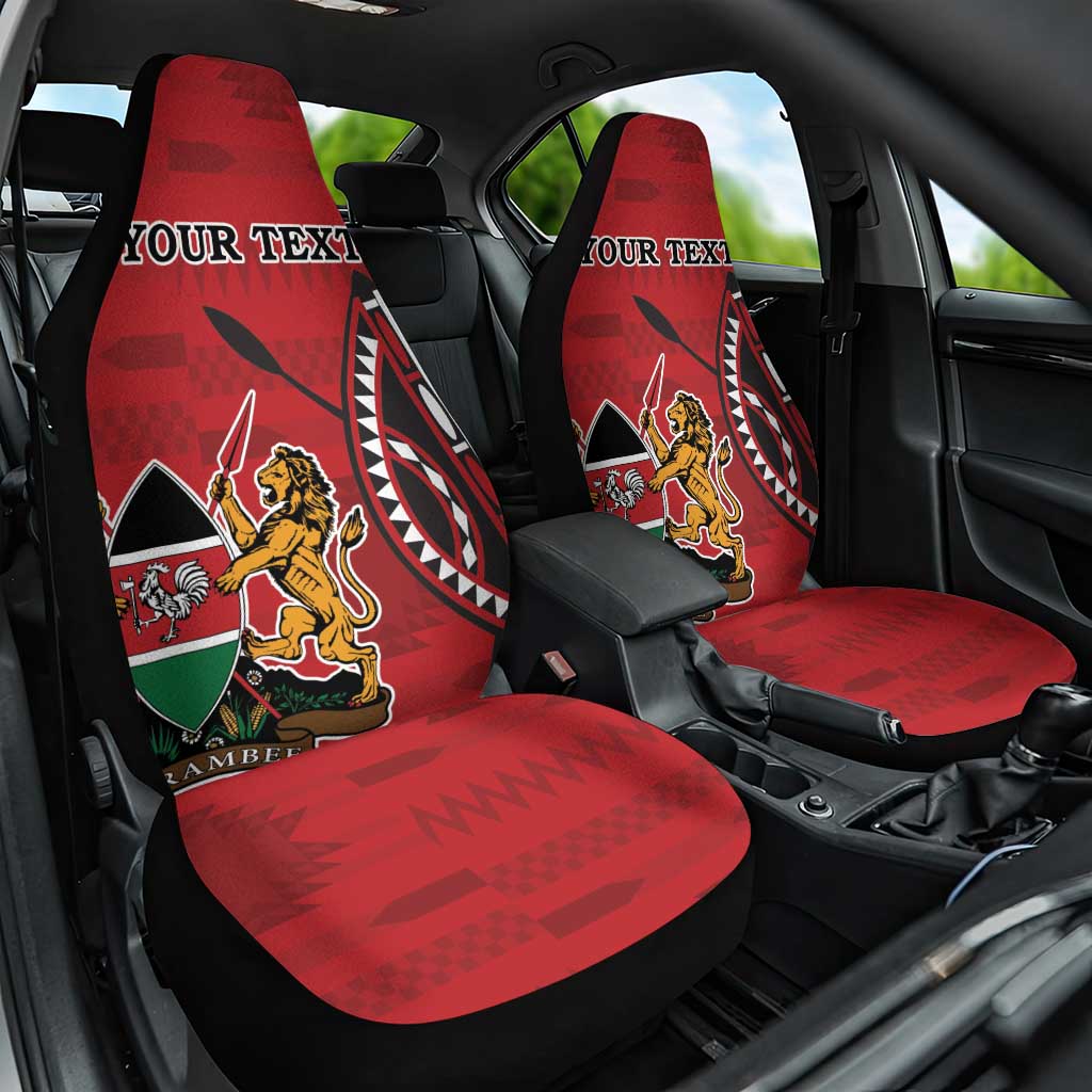 Personalized Kenya Coat Of Arms Car Seat Cover Ethnic Seamless Pattern - Wonder Print Shop