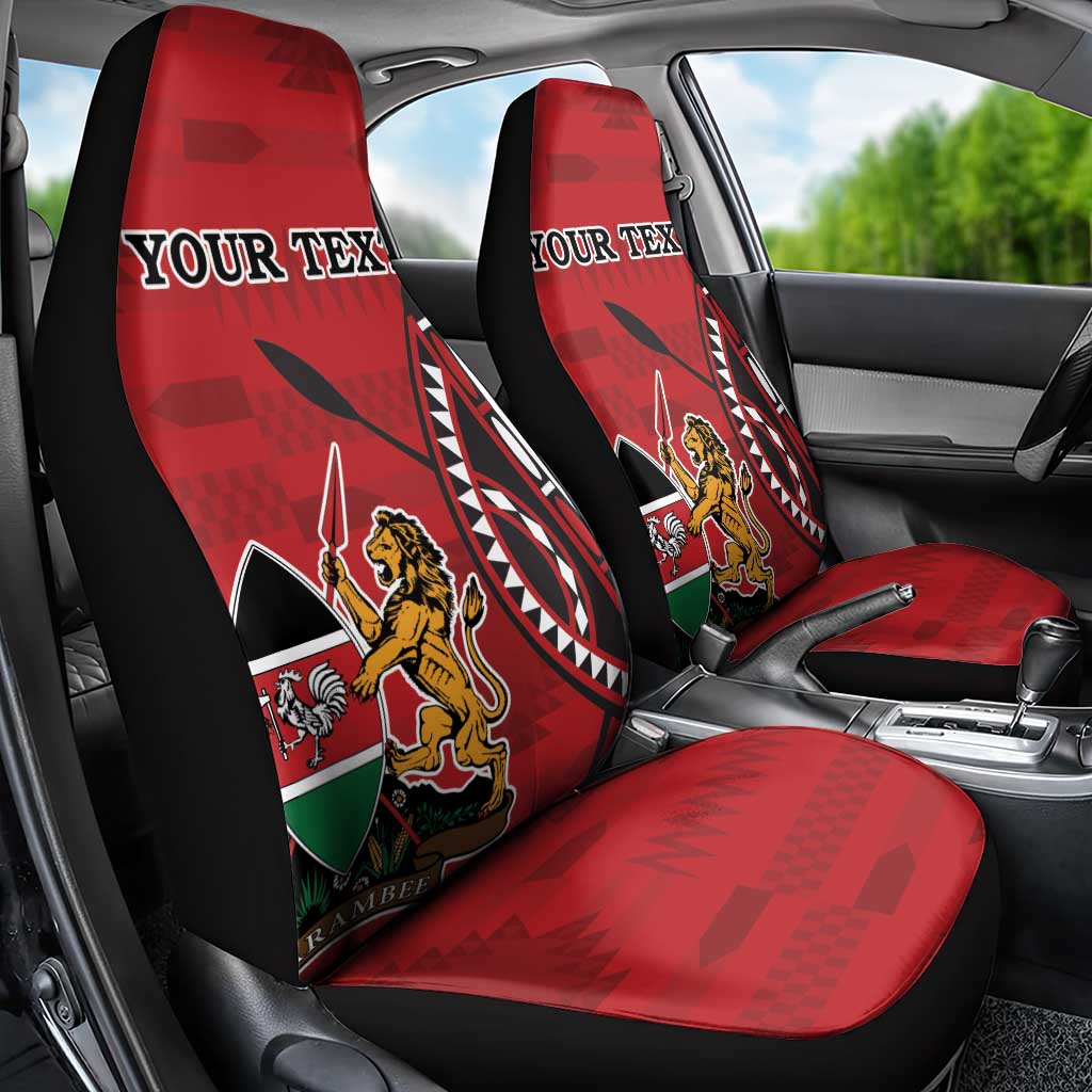 Personalized Kenya Coat Of Arms Car Seat Cover Ethnic Seamless Pattern - Wonder Print Shop