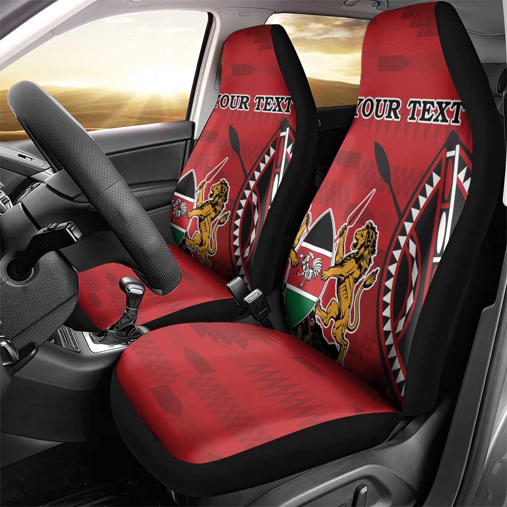 Personalized Kenya Coat Of Arms Car Seat Cover Ethnic Seamless Pattern - Wonder Print Shop