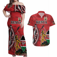Personalized Kenya Coat Of Arms Couples Matching Off Shoulder Maxi Dress and Hawaiian Shirt Ethnic Seamless Pattern - Wonder Print Shop