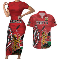 Personalized Kenya Coat Of Arms Couples Matching Short Sleeve Bodycon Dress and Hawaiian Shirt Ethnic Seamless Pattern - Wonder Print Shop