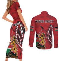 Personalized Kenya Coat Of Arms Couples Matching Short Sleeve Bodycon Dress and Long Sleeve Button Shirt Ethnic Seamless Pattern - Wonder Print Shop