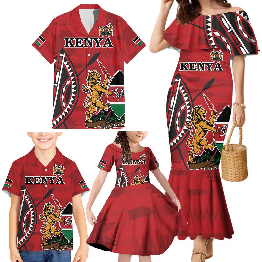 Personalized Kenya Coat Of Arms Family Matching Mermaid Dress and Hawaiian Shirt Ethnic Seamless Pattern - Wonder Print Shop
