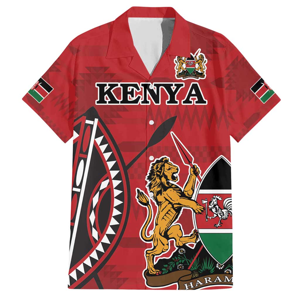 Personalized Kenya Coat Of Arms Family Matching Short Sleeve Bodycon Dress and Hawaiian Shirt Ethnic Seamless Pattern - Wonder Print Shop