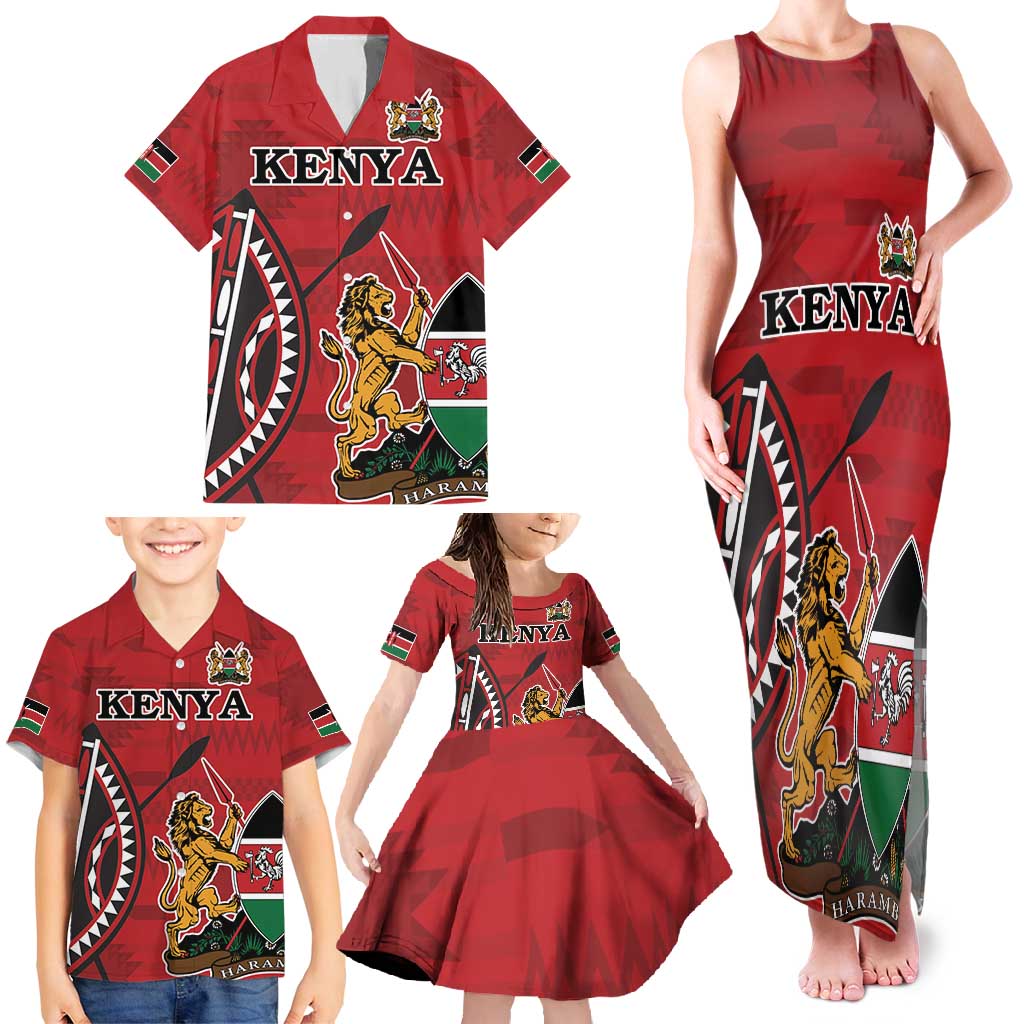Personalized Kenya Coat Of Arms Family Matching Tank Maxi Dress and Hawaiian Shirt Ethnic Seamless Pattern - Wonder Print Shop