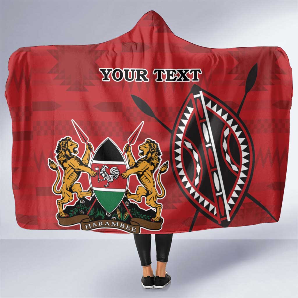 Personalized Kenya Coat Of Arms Hooded Blanket Ethnic Seamless Pattern