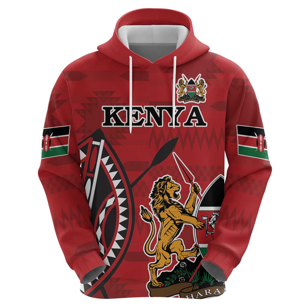 Personalized Kenya Coat Of Arms Hoodie Ethnic Seamless Pattern - Wonder Print Shop