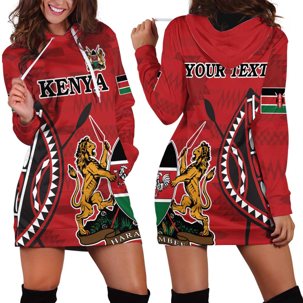 Personalized Kenya Coat Of Arms Hoodie Dress Ethnic Seamless Pattern - Wonder Print Shop