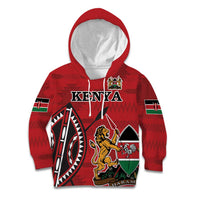 Personalized Kenya Coat Of Arms Kid Hoodie Ethnic Seamless Pattern - Wonder Print Shop