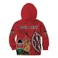 Personalized Kenya Coat Of Arms Kid Hoodie Ethnic Seamless Pattern - Wonder Print Shop