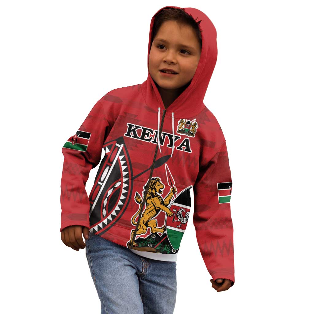 Personalized Kenya Coat Of Arms Kid Hoodie Ethnic Seamless Pattern - Wonder Print Shop