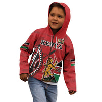 Personalized Kenya Coat Of Arms Kid Hoodie Ethnic Seamless Pattern - Wonder Print Shop