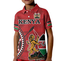 Personalized Kenya Coat Of Arms Kid Polo Shirt Ethnic Seamless Pattern - Wonder Print Shop