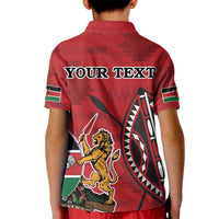 Personalized Kenya Coat Of Arms Kid Polo Shirt Ethnic Seamless Pattern - Wonder Print Shop