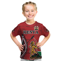 Personalized Kenya Coat Of Arms Kid T Shirt Ethnic Seamless Pattern - Wonder Print Shop